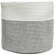 Cestino Portaoggetti Grigio e Bianco ?40x35 cm in Cotone CFW6847887