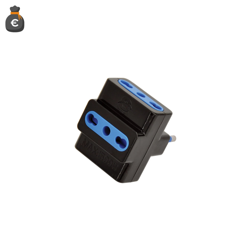 Alcapower Adattatore Triplo 16A Presa 3 Poli Italia Spina 16A 250V Colore Nero - Massima Affidabilità e Sicurezza per il Tuo Impianto Elettrico
