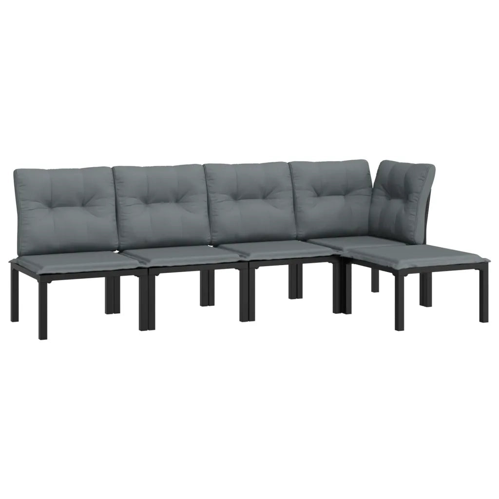 Set Salotto da Giardino 5 pz | Set di Mobili da Esterno Nero e Grigio in Polyrattan