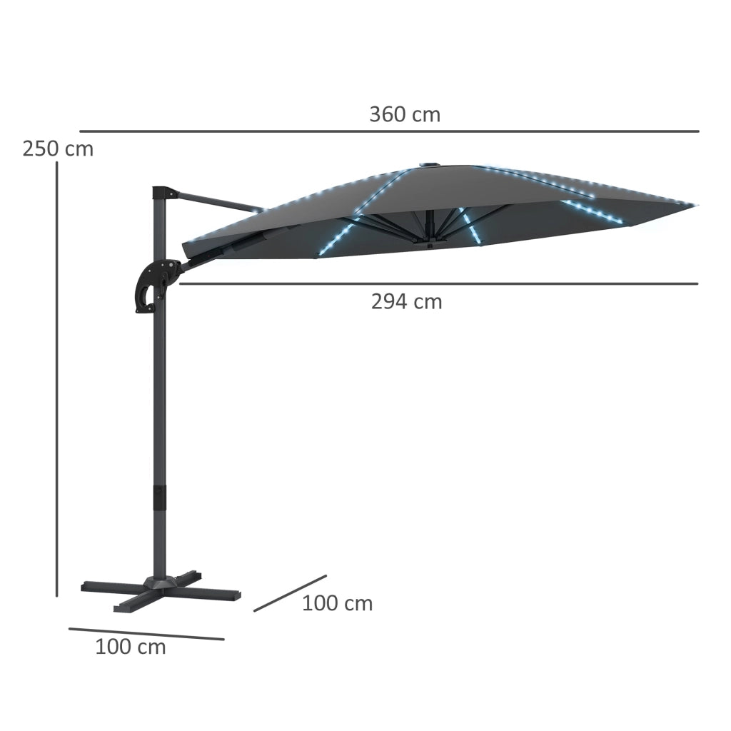 Ombrellone da giardino LED solare ¨C zephmum ¨C 300 cm regolabile in altezza grigio antracite