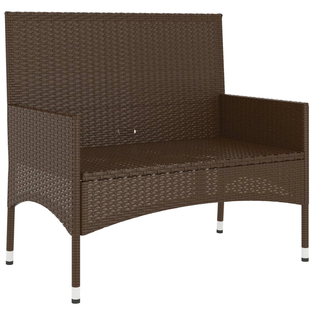 Panca da giardino 90 x 51 x 85 cm arredo da esterno per terrazza a 2 posti con cuscini marroni in resina intrecciata 02_0011777