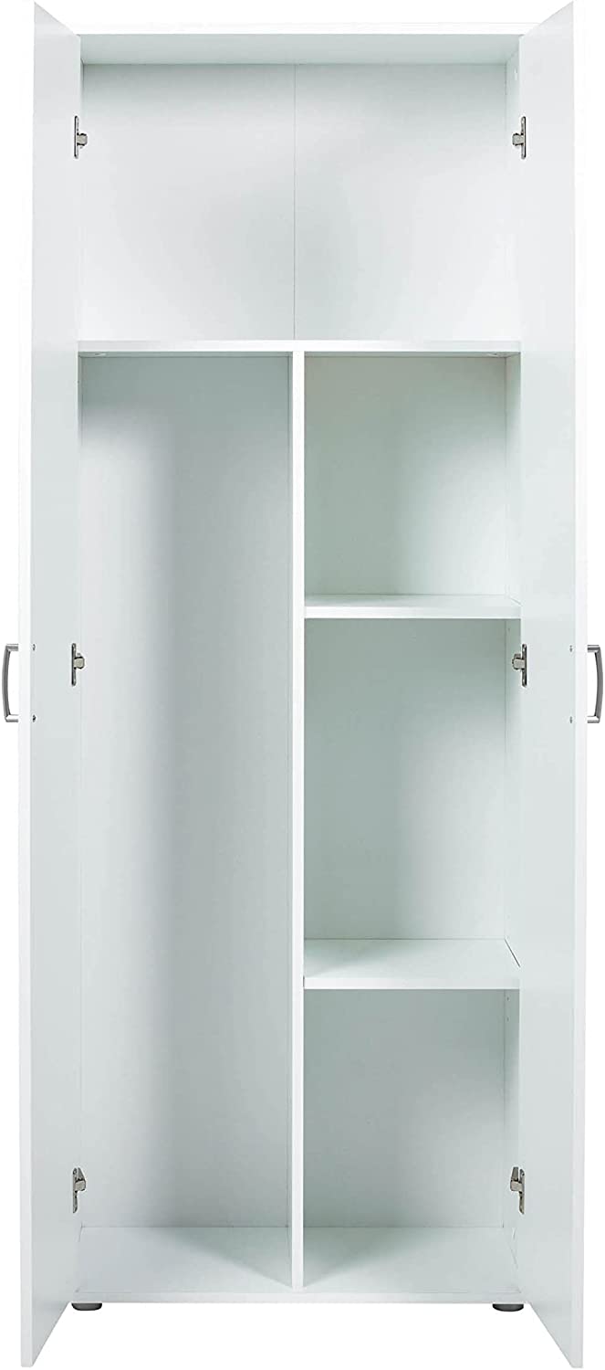 ARMADIO ARCONATI PORTASCOPE 2 ANTE+RIPIANI 70x34x189H LAMINATO BIANCO