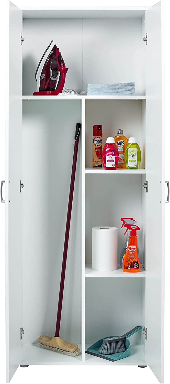 ARMADIO ARCONATI PORTASCOPE 2 ANTE+RIPIANI 70x34x189H LAMINATO BIANCO