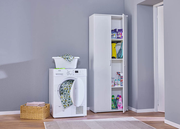 ARMADIO ARCONATI PORTASCOPE 2 ANTE+RIPIANI 70x34x189H LAMINATO BIANCO