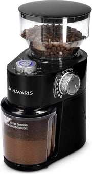 Molitore del Caffè - Maltatore di Caffè - Macchina per Macinare il Caffè in Acciaio Inossidabile - 200 W - Molitore Professionale per 14 Cucchiai - Maltatore con 18 Gradi di Precisione - Nero - Molitore in Acciaio Inossidabile