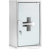 Armadietto Armadio Porta Medicinali Acciaio Inox Vetro Satinato 49  x25 x 12 cm