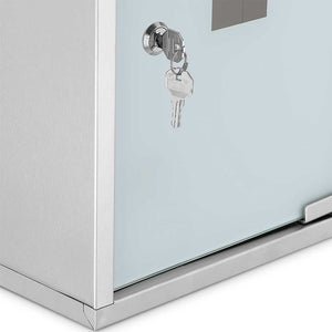 Armadietto Armadio Porta Medicinali Acciaio Inox Vetro Satinato 49  x25 x 12 cm