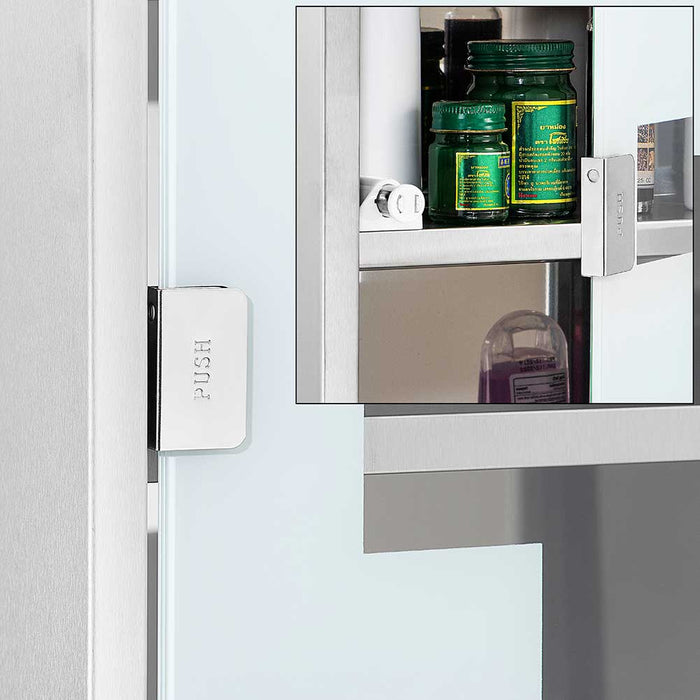 Armadietto Armadio Porta Medicinali Acciaio Inox Vetro Satinato 65,5x36x17 cm