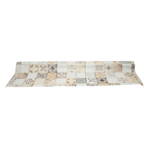 Rotolo tovaglia decorativa in PVC – modello mosaico naturale Materiale: PVC con supporto tessile (45 g/m²)  Dimensioni rotolo: 1,37 × 20 m Breckner Germany