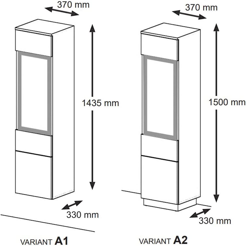 MOBILE COLONNA CREDENZA VETRINA SOGGIORNO AURA 37x33x144 ROVERE NERO OPACO