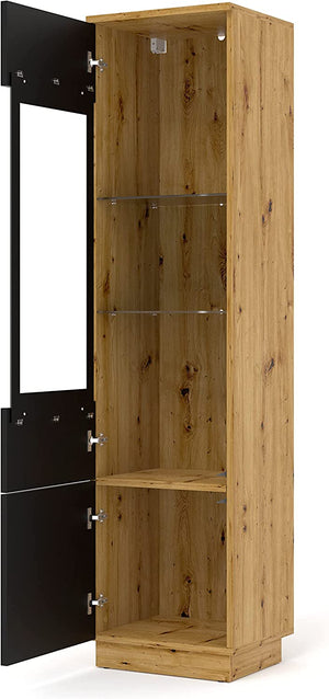 MOBILE COLONNA CREDENZA VETRINA SOGGIORNO AURA 37x33x144 ROVERE NERO OPACO