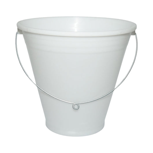 Secchio in plastica per alimentazione animali 12L bianco con manico in metallo