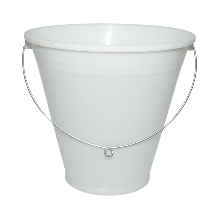 Secchio in plastica per alimentazione animali 12L bianco con manico in metallo