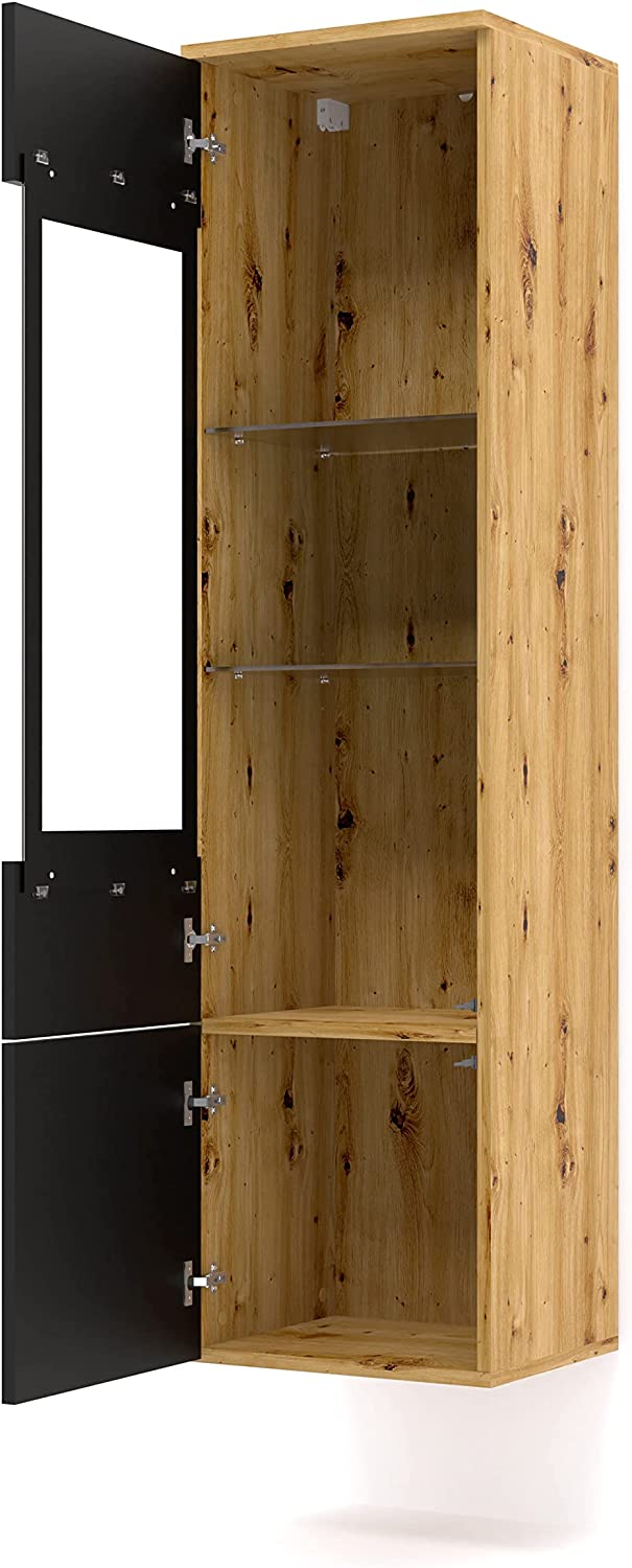 MOBILE COLONNA CREDENZA VETRINA SOGGIORNO AURA 37x33x144 ROVERE NERO OPACO