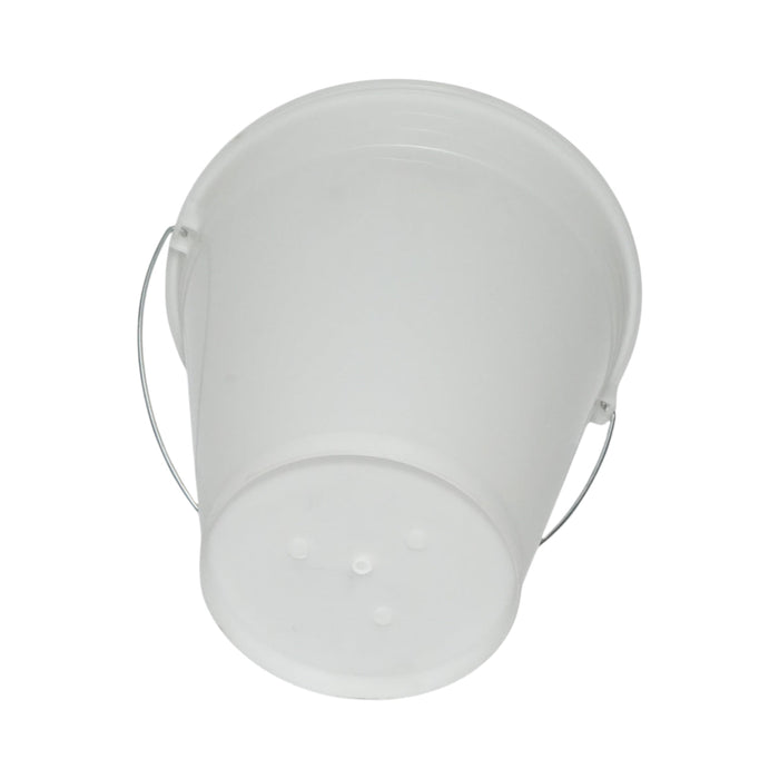 Secchio in plastica per alimentazione animali 12L bianco con manico in metallo