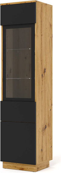 MOBILE COLONNA CREDENZA VETRINA SOGGIORNO AURA 37x33x144 ROVERE NERO OPACO