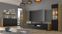 MOBILE COLONNA CREDENZA VETRINA SOGGIORNO AURA 37x33x144 ROVERE NERO OPACO