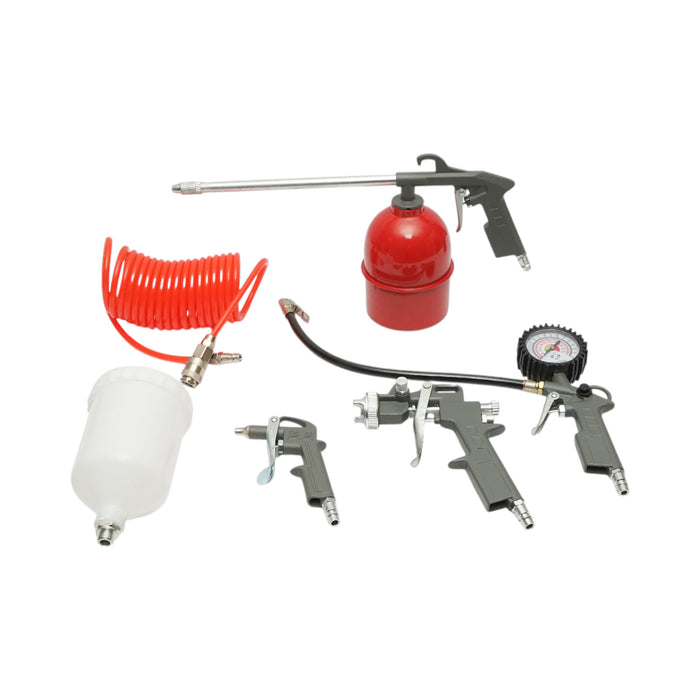 Set aria compressa da 5 pezzi con tubo a spirale da 5 m, pistola ad aria compressa per lavaggio, verniciatura, gonfiaggio e soffiaggio