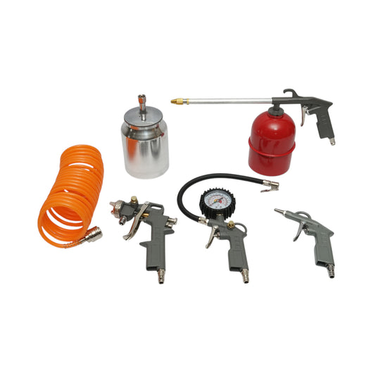 Set aria compressa da 5 pezzi con tubo a spirale da 5 m, pistola ad aria compressa per lavaggio, verniciatura, gonfiaggio e soffiaggio Breckner Germany