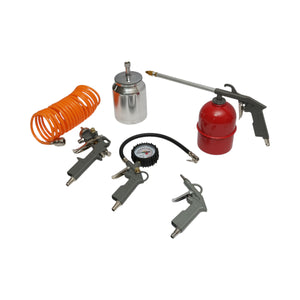 Set aria compressa da 5 pezzi con tubo a spirale da 5 m, pistola ad aria compressa per lavaggio, verniciatura, gonfiaggio e soffiaggio Breckner Germany