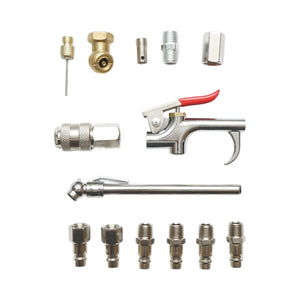 Set di 14 accessori per compressore d'aria con pistola di soffiaggio, connettori e attacchi rapidi universali