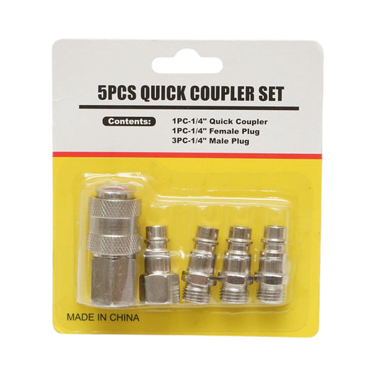 Set di 5 raccordi rapidi da 1/4 per tubi dell'aria compressa e utensili pneumatici