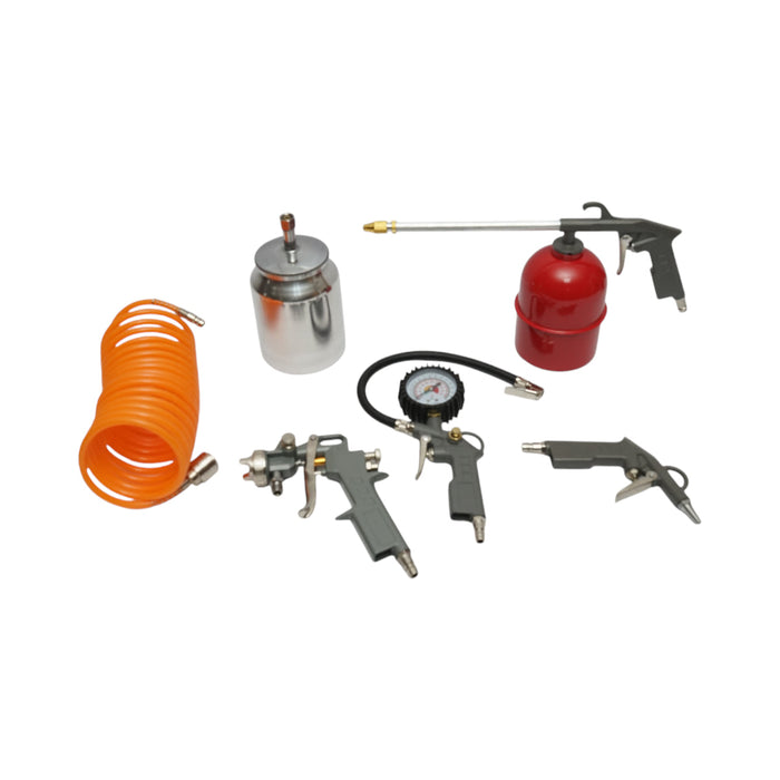 Set di aria compressa da 5 pezzi per verniciatura, soffiaggio, gonfiaggio, lavaggio con tubo a spirale da 5 m Breckner Germany