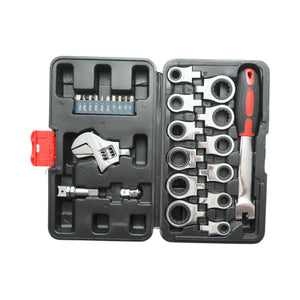 Set di chiavi a cricchetto ad anello 8-19 mm, chiave regolabile, esagonale, dritta, punte a croce 26 pezzi