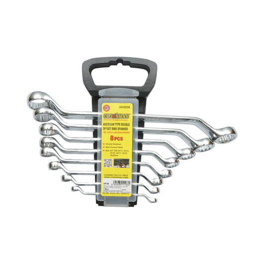 Set di chiavi ad anello Crownman da 8 pezzi 6-22 mm Cr-V