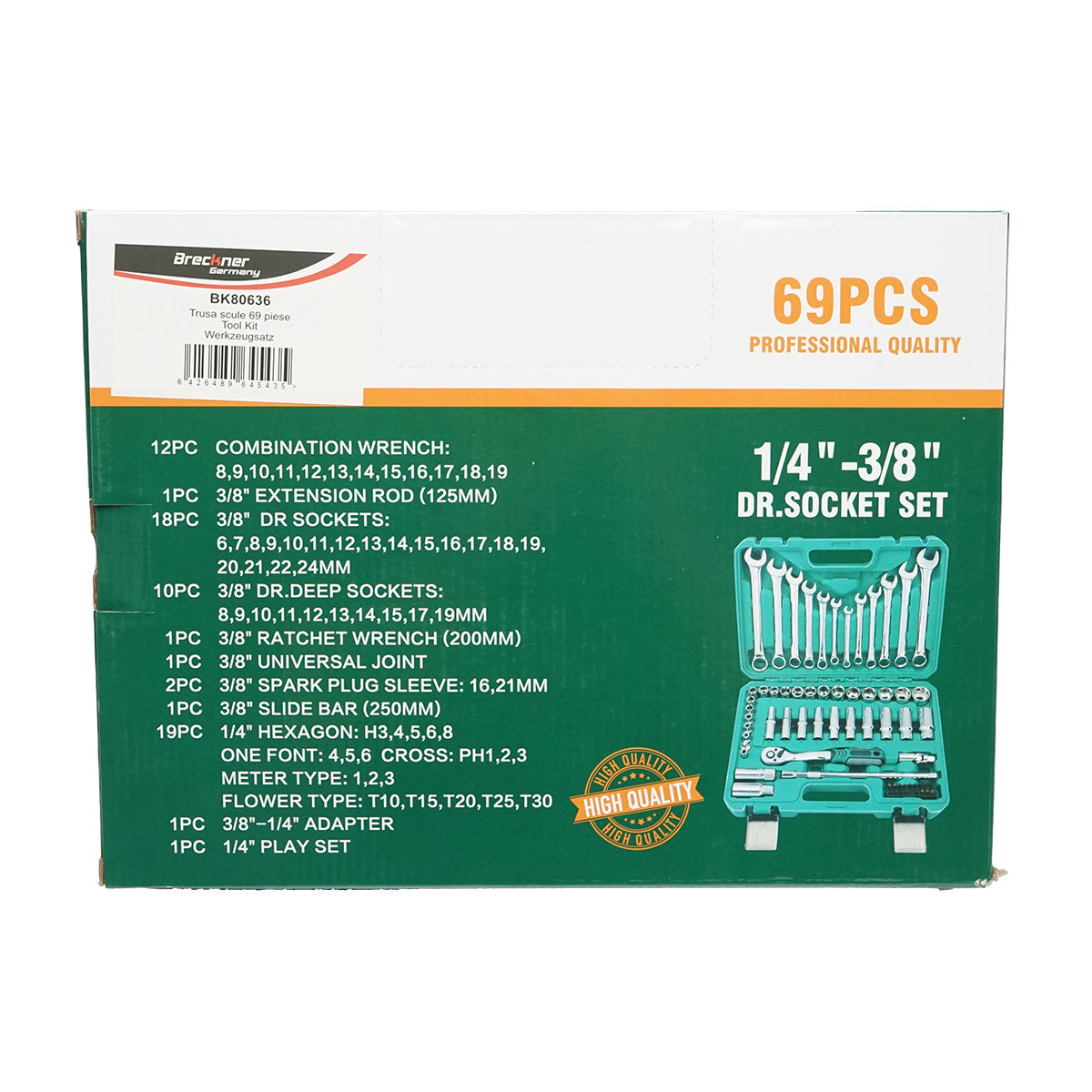 Set di chiavi combinate, a bussola, a forchetta, torx, cricchetto, 69 pezzi Breckner Germany