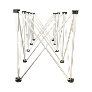 Tavolo da lavoro pieghevole a fisarmonica con 10 gambe, struttura in alluminio 226x61x72cm