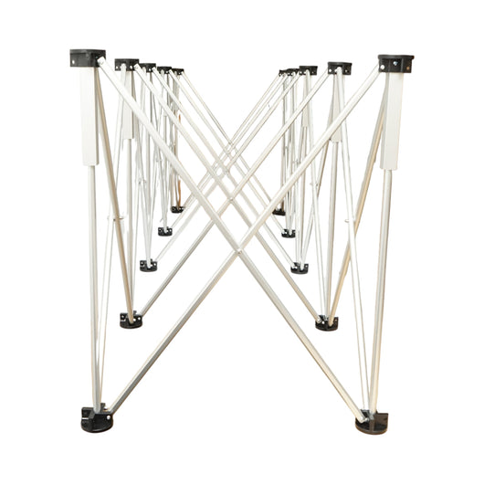 Tavolo da lavoro pieghevole a fisarmonica con 10 gambe, struttura in alluminio 226x61x72cm