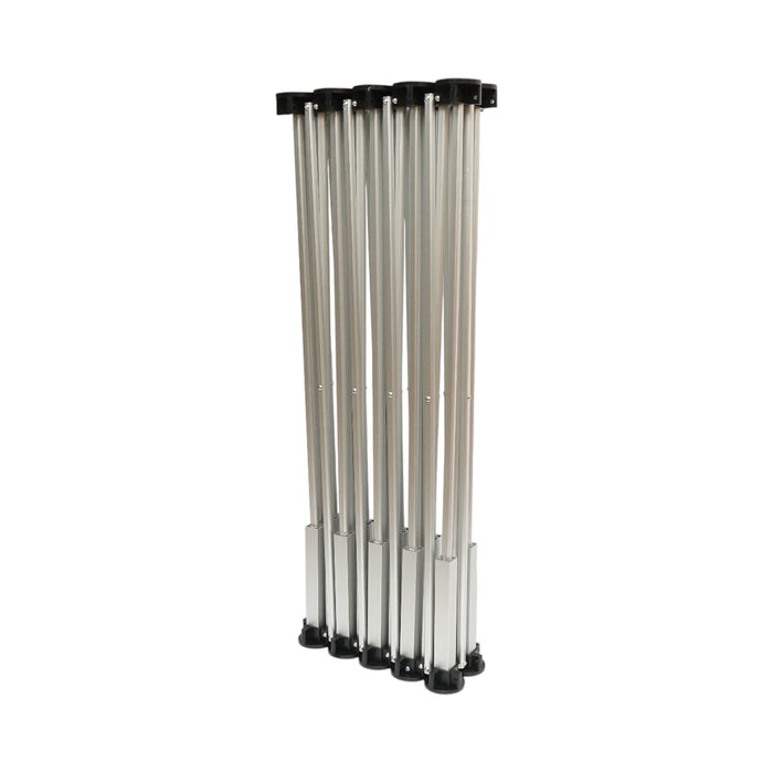 Tavolo da lavoro pieghevole a fisarmonica con 10 gambe, struttura in alluminio 226x61x72cm