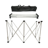 Tavolo da lavoro pieghevole a fisarmonica con 6 gambe, struttura in alluminio 116x61x72cm