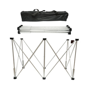 Tavolo da lavoro pieghevole a fisarmonica con 6 gambe, struttura in alluminio 116x61x72cm