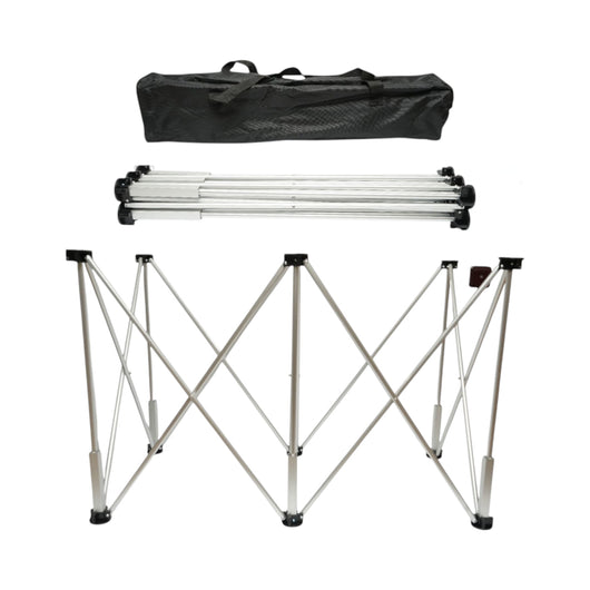 Tavolo da lavoro pieghevole a fisarmonica con 6 gambe, struttura in alluminio 116x61x72cm