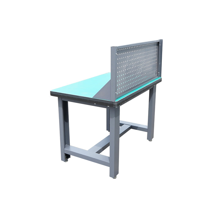 Tavolo, banco da lavoro da officina con presa 220V e pannello forato 1200x750x800+450mm