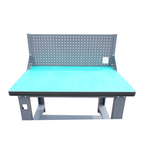 Tavolo, banco da lavoro da officina con presa 220V e pannello forato 1200x750x800+450mm