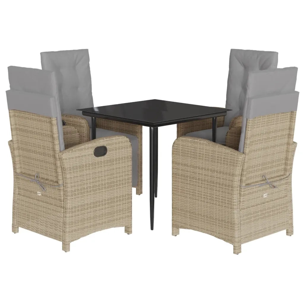 Set Pranzo da Giardino 5 pz con Cuscini Beige Misto Polyrattan 3212392