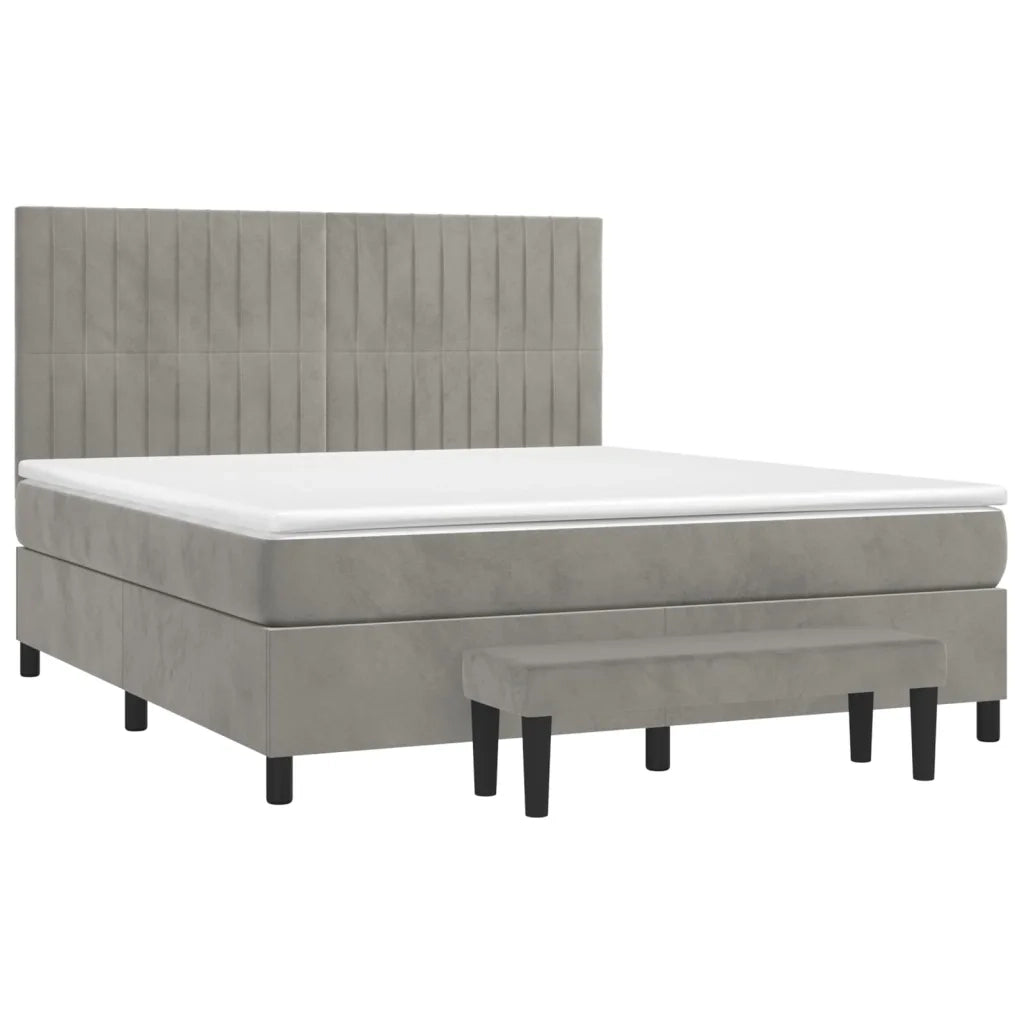 Giroletto a Molle con Materasso Grigio Chiaro 160x200cm Velluto 3137971