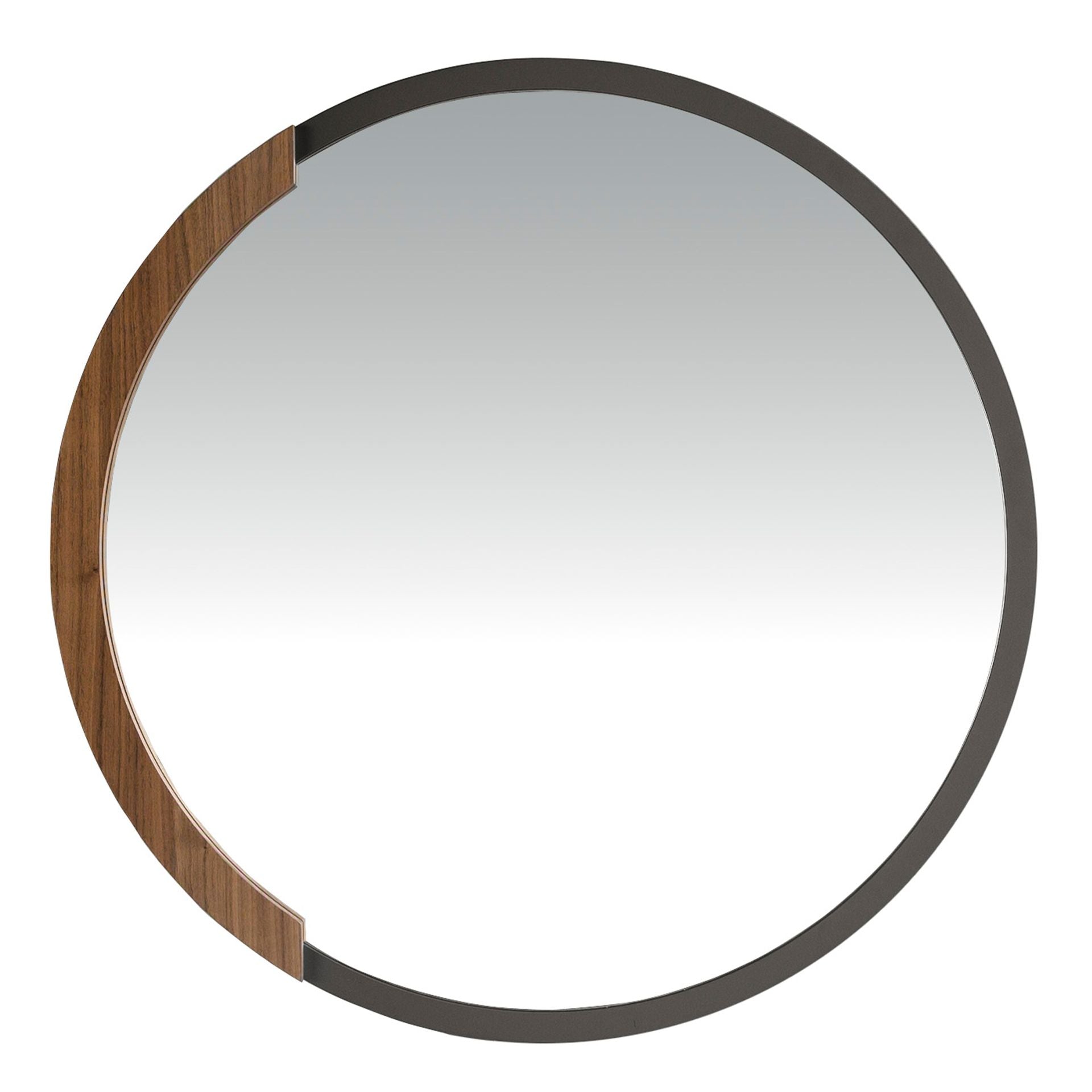 Specchio da parete rotondo acciaio nero