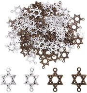 Hanger Antico Bronzo/Argento - 100 Pezzi - Stella a 5 Punte - Connettore Charm - Creazione Gioielli - 16,5 mm Largo - Hanger Gioielli