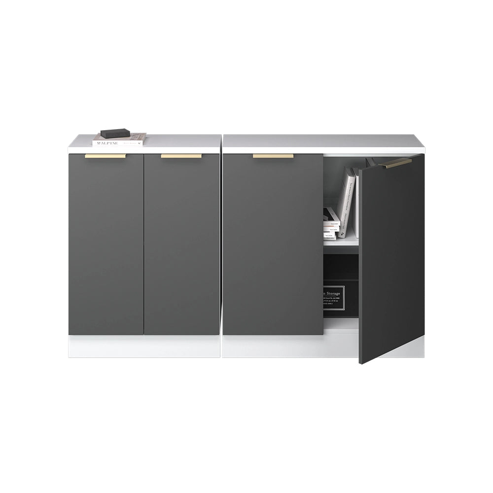 Set di mobili sottotetto Rion Antracite-oro/Bianco 140 cm Set di 2 carcasse armadio profondità 60 cm Vicco