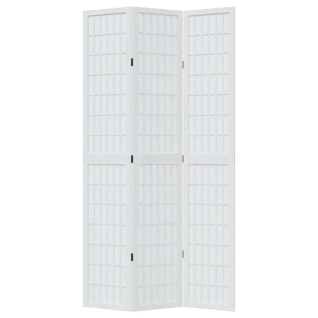 Divisorio Ambienti 3Pannelli Bianco Legno Massello di Paulownia 358784