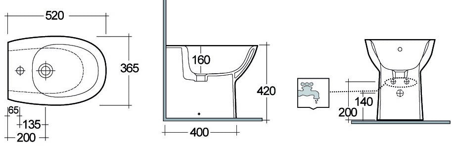 Bidet filo muro morning