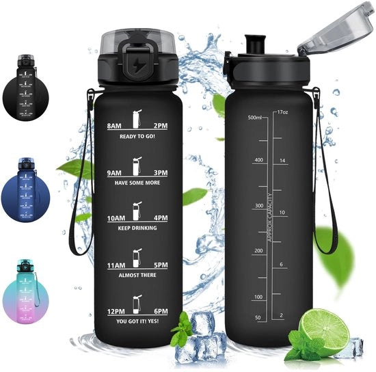 Sportfles per bambini - 500 ml - BPA e impermeabile - Ideale per uso quotidiano - Giallo e nero