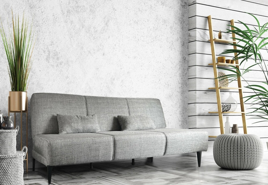 Divano letto Aza, Divano letto in tessuto, Divano letto con apertura click-clack, Divano letto con cuscini, 190x70h80 cm, Grigio