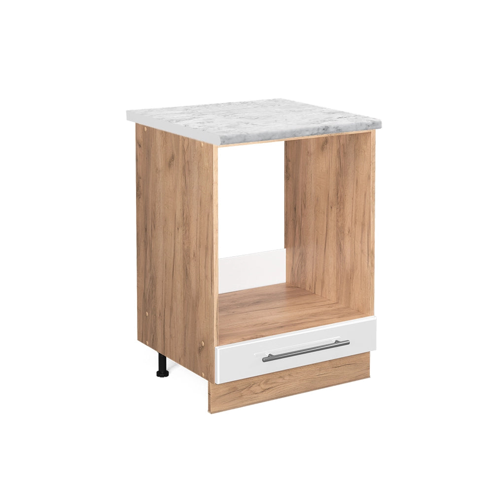Mobile per forno da incasso Fame-Line Bianco lucido/Rovere dorato 60 cm, PL Marmo Vicco