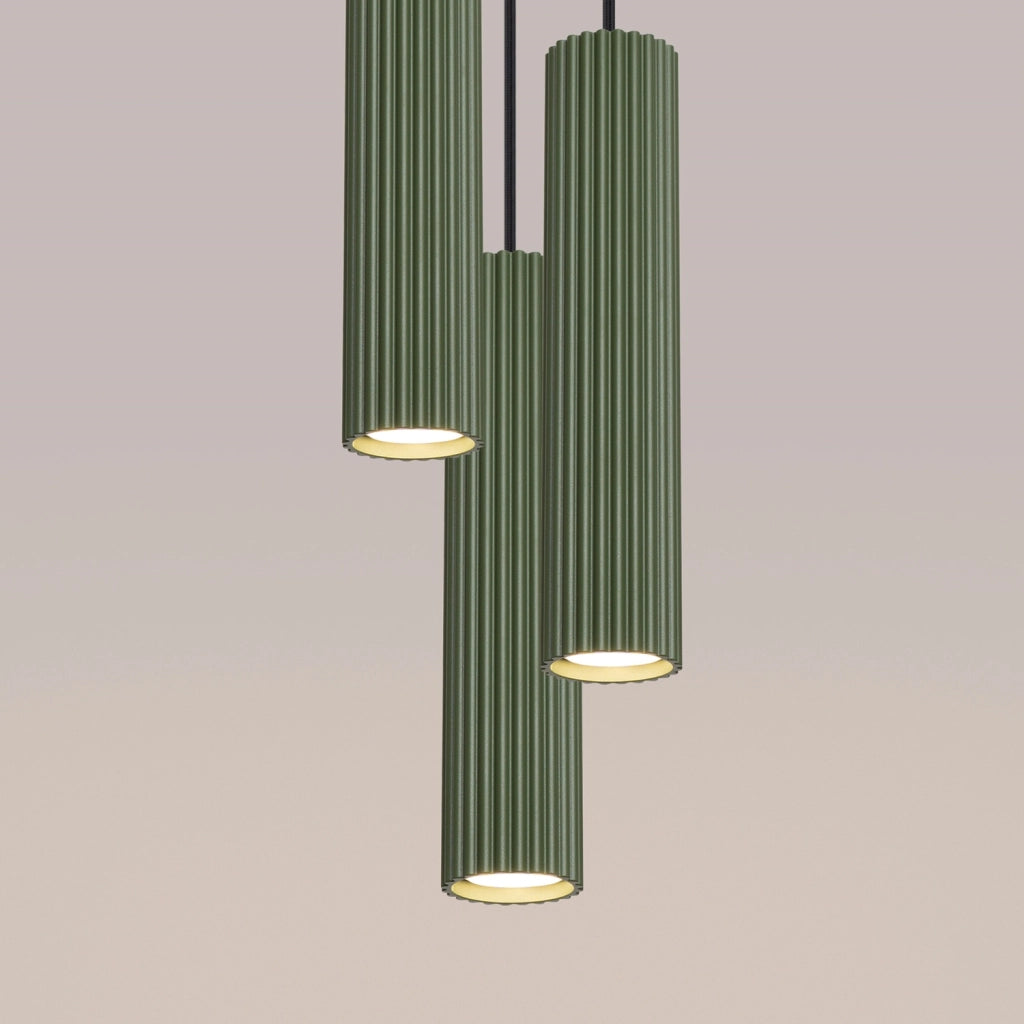 Lampada a sospensione Gravio verde oliva 3xGU10 Ø20