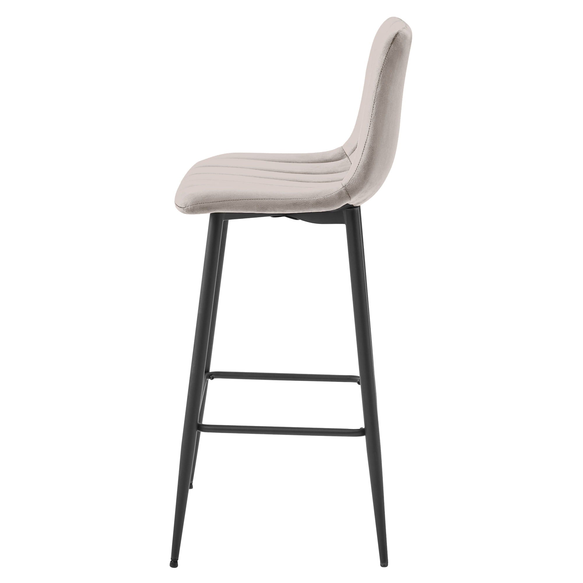 Sgabello da bar VALORA POZZA - Velluto beige scuro con gambe nere x 4